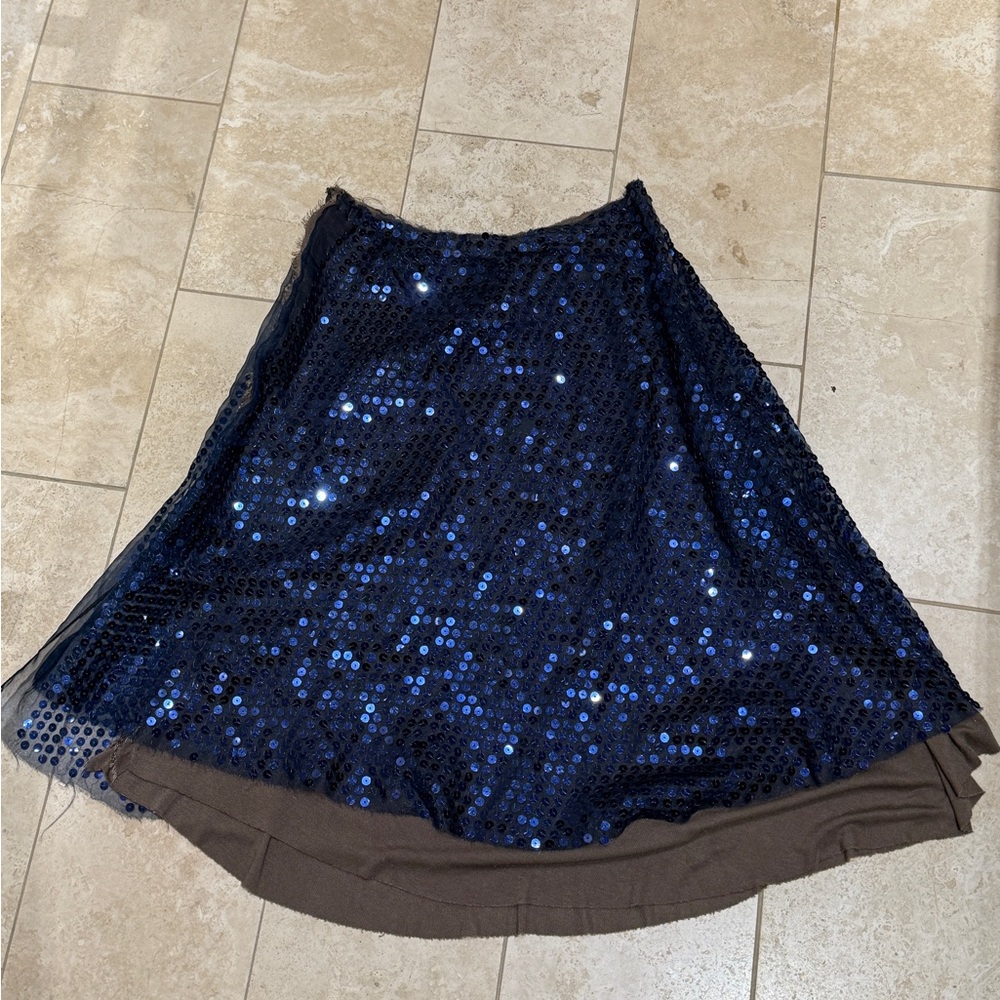 Loy and Ford Chic Navy Sequin A-Line Skirt Sz 6